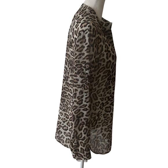 W by Worth Cheetah Animal Print V-Neck Tunic Blouse Womens Size Small - Picture 4 of 7